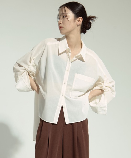 ブラウス シャツ 「STUDIOUS/ステュディオス」Matte Sheer Over Shirt/ステッチシアーシャツオーバーシャツ レディース セール】【STUDIOUS/ステュディオス】Matte Sheer Over Shirt