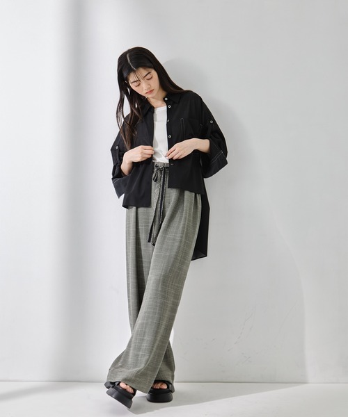 STUDIOUS/ステュディオス】Matte Sheer Over Shirt/ステッチシアー