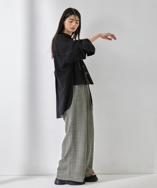 STUDIOUS/ステュディオス】Matte Sheer Over Shirt/ステッチシアー