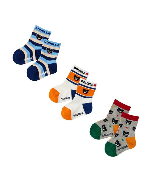 DOUBLE_B（ダブルビー）の「ソックスパック３足セット（ソックス/靴下・キッズ・カーキ/オレンジ/ネイビー・11-13cm/19-21cm/17-19cm/15-17cm/13-15cm）」の3枚目の写真