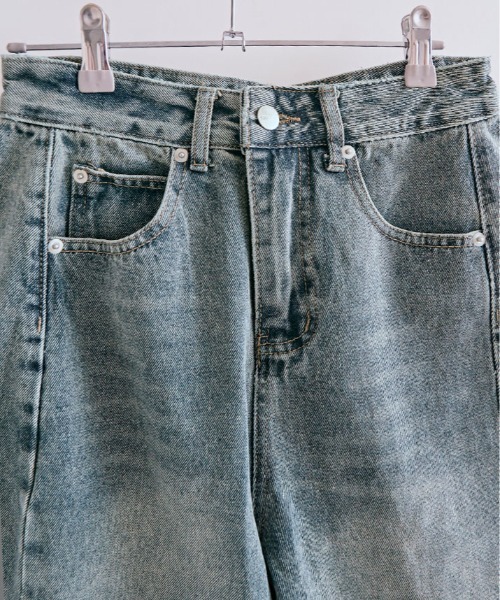 kirakiraShop(キラキラショップ)の「ウオッシュド デニム ハーフ パンツ(デニムパンツ・レディース・ブルー・S/M/L)」の7枚目の写真