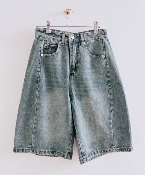 kirakiraShop(キラキラショップ)の「ウオッシュド デニム ハーフ パンツ(デニムパンツ・レディース・ブルー・S/M/L)」の10枚目の写真