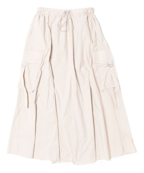STYLEBLOCK(スタイルブロック)の「Nワッシャータフタドロストカーゴフレアスカート(スカート・レディース・チャコールグレー/アイボリー/カーキ/ブラック・M)」の2枚目の写真