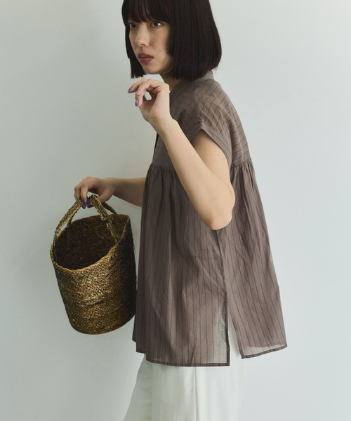 VICKY（ビッキー）の「ボイルフレンチスリーブブラウス≪手洗い可能≫（シャツ/ブラウス・レディース・ブラウン系その他/ブラック/オフホワイト・M）」の18枚目の写真