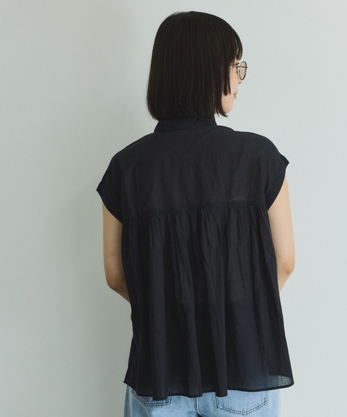 VICKY（ビッキー）の「ボイルフレンチスリーブブラウス≪手洗い可能≫（シャツ/ブラウス・レディース・ブラウン系その他/ブラック/オフホワイト・M）」の13枚目の写真