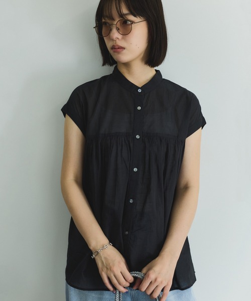 VICKY（ビッキー）の「ボイルフレンチスリーブブラウス≪手洗い可能≫（シャツ/ブラウス・レディース・ブラウン系その他/ブラック/オフホワイト・M）」の14枚目の写真