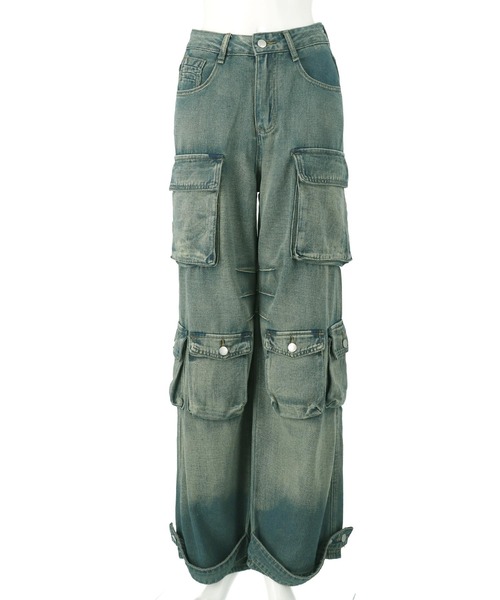 ANAP(アナップ)の「ウォッシュ 加工 デニム カーゴパンツ(カーゴパンツ・レディース・ブルー/ブラック・S/M)」の9枚目の写真