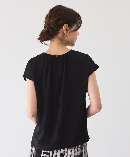 Jayro(ジャイロ)の「シルケットギャザー フレンチスリーブトップス(Tシャツ/カットソー・レディース・ライトグリーン/ホワイト系その他/ベージュ/ピンク系その他/ブラック・M)」の9枚目の写真