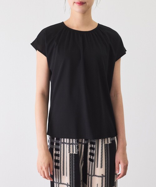 Jayro(ジャイロ)の「シルケットギャザー フレンチスリーブトップス(Tシャツ/カットソー・レディース・ライトグリーン/ホワイト系その他/ベージュ/ピンク系その他/ブラック・M)」の16枚目の写真