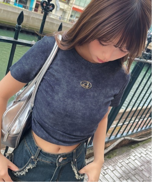 GORGE(ゴージ)の「《ラメきら×ドロスト映え》レディース 半袖Tシャツ ショート丈 体型カバー 春夏秋(Tシャツ/カットソー・レディース・オフホワイト/ベージュ/ブラック/グリーン/グレー/ネイビー・F)」の6枚目の写真
