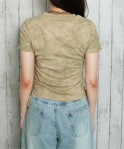 GORGE（ゴージ）の「《ラメきら×ドロスト映え》レディース 半袖Tシャツ ショート丈 体型カバー 春夏秋（Tシャツ/カットソー・レディース・オフホワイト/ベージュ/ブラック/グリーン/グレー・F）」の16枚目の写真