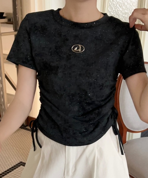 GORGE（ゴージ）の「《ラメきら×ドロスト映え》レディース 半袖Tシャツ ショート丈 体型カバー 春夏秋（Tシャツ/カットソー・レディース・オフホワイト/ベージュ/ブラック/グリーン/グレー・F）」の18枚目の写真