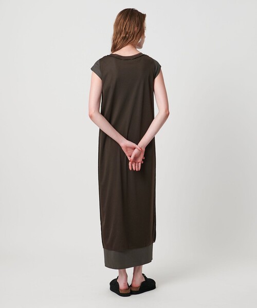 ASTRAET（アストラット）の「＜ASTRAET＞テンジクxシフォン レイヤード ワンピース（ワンピース・レディース・ブラック/ダークブラウン・FREE）」の4枚目の写真