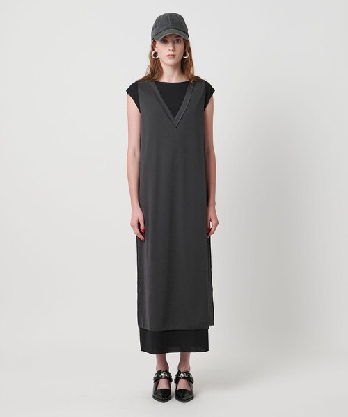 ASTRAET（アストラット）の「＜ASTRAET＞テンジクxシフォン レイヤード ワンピース（ワンピース・レディース・ブラック/ダークブラウン・FREE）」の6枚目の写真