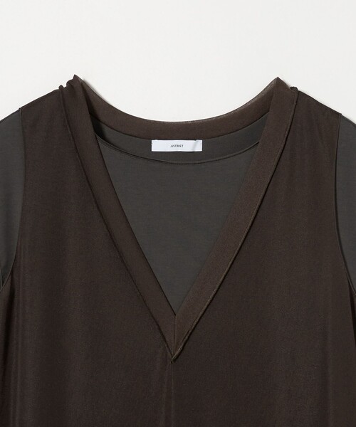 ASTRAET（アストラット）の「＜ASTRAET＞テンジクxシフォン レイヤード ワンピース（ワンピース・レディース・ブラック/ダークブラウン・FREE）」の11枚目の写真