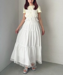 レーストリミングビスチェ×ティアードスカートSET