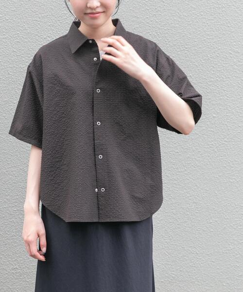 FORK&SPOON(フォークアンドスプーン)の「FORK&SPOON アニヴェンサッカーシャツ(シャツ/ブラウス・レディース・ダークブラウン/ブラック・1)」の12枚目の写真