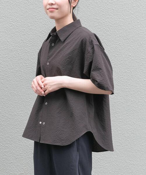 FORK&SPOON(フォークアンドスプーン)の「FORK&SPOON アニヴェンサッカーシャツ(シャツ/ブラウス・レディース・ダークブラウン/ブラック・1)」の13枚目の写真