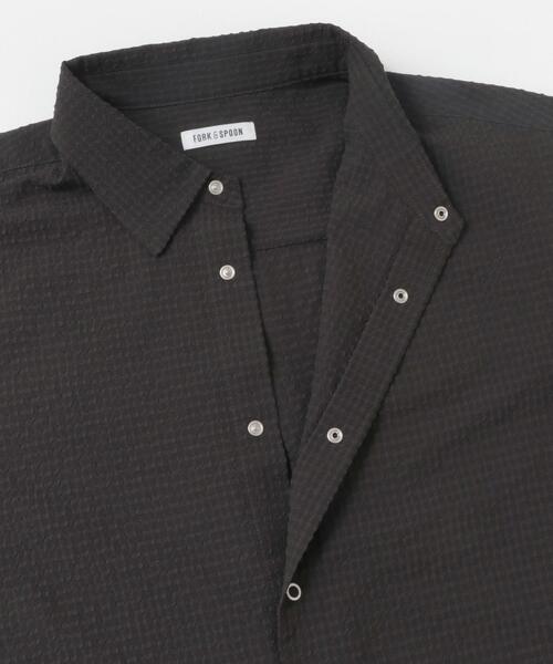 FORK&SPOON(フォークアンドスプーン)の「FORK&SPOON アニヴェンサッカーシャツ(シャツ/ブラウス・レディース・ダークブラウン/ブラック・1)」の18枚目の写真