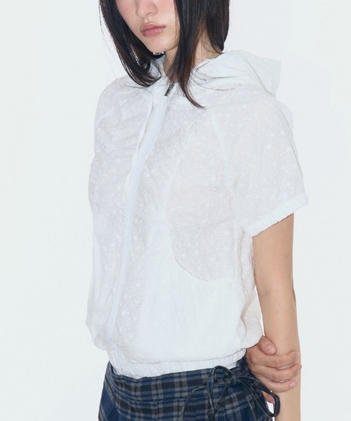 PLACE STUDIO(プレイススタジオ)の「PLACE STUDIO/レースシャーリングジャケット(ブルゾン・レディース・ホワイト/ブラック・FREE)」の1枚目の写真