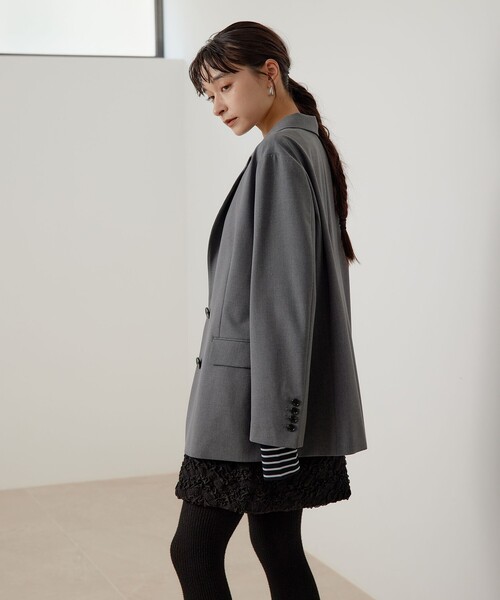 EMMEL REFINES（エメルリファインズ）の「＜EMMEL REFINES＞EM 2ボタン テーラード ジャケット（テーラードジャケット・レディース・グレー/ブラウン・S/M）」の4枚目の写真