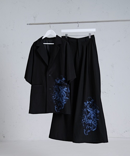 スモークフラワープリントジャケット / セットアップ対応（テーラード