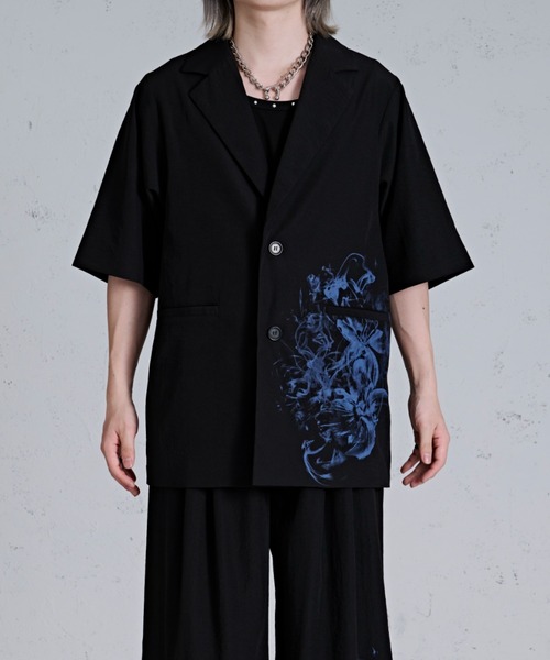 スモークフラワープリントジャケット / セットアップ対応（テーラード