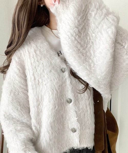 セール】ふんわりボリュームで華やかに◎ロイヤル起毛Vネック