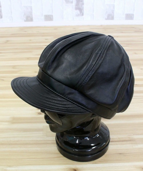 schott（ショット）の「LEATHER NEWSBOY CAP（キャスケット・メンズ・ブラック・L/M）」の3枚目の写真