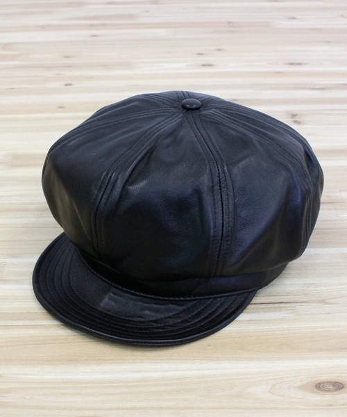 schott（ショット）の「LEATHER NEWSBOY CAP（キャスケット・メンズ・ブラック・L/M）」の5枚目の写真