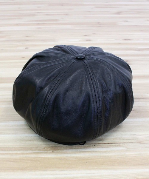 schott（ショット）の「LEATHER NEWSBOY CAP（キャスケット・メンズ・ブラック・L/M）」の7枚目の写真