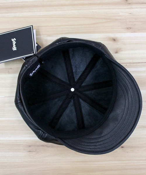 schott（ショット）の「LEATHER NEWSBOY CAP（キャスケット・メンズ・ブラック・L/M）」の2枚目の写真