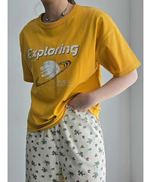 SM2（エスエムツー）の「[接触冷感]スペースモチーフプリントTシャツ（Tシャツ/カットソー・レディース・グリーン/ネイビー/イエロー/オフホワイト・F）」の4枚目の写真