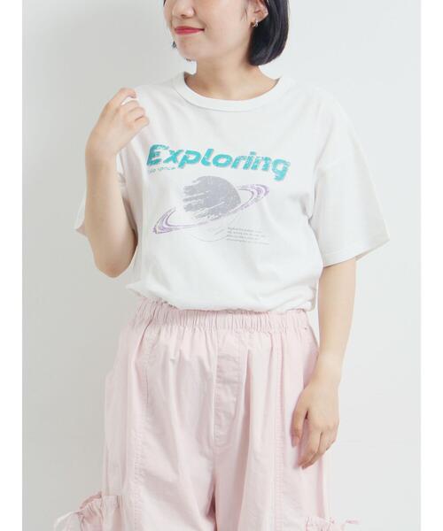 SM2（エスエムツー）の「[接触冷感]スペースモチーフプリントTシャツ（Tシャツ/カットソー・レディース・グリーン/ネイビー/イエロー/オフホワイト・F）」の6枚目の写真