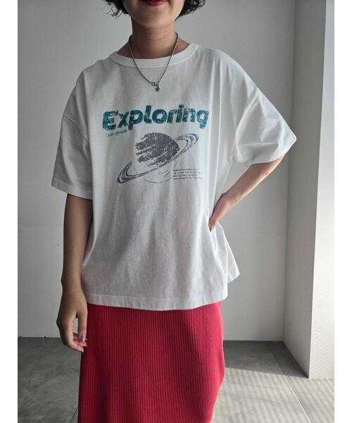 SM2（エスエムツー）の「[接触冷感]スペースモチーフプリントTシャツ（Tシャツ/カットソー・レディース・グリーン/ネイビー/イエロー/オフホワイト・F）」の12枚目の写真