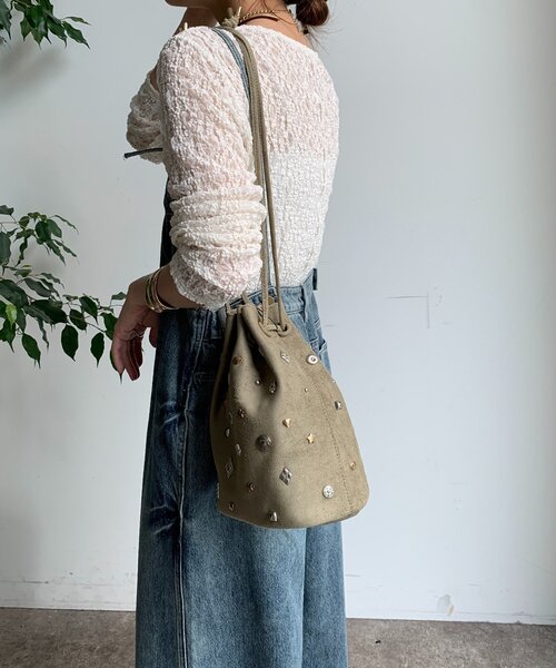 未使用タグ付き DOUDOU ☆ スウェードスタッズドロストバッグ スエードスタッズドロストバッグ（ショルダーバッグ）｜DouDou