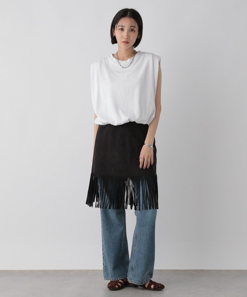 LOWRYS FARM（ローリーズファーム）の「スエードフリンジミニスカート  574900（スカート・レディース・ブラウン/ブラック・FREE）」の3枚目の写真