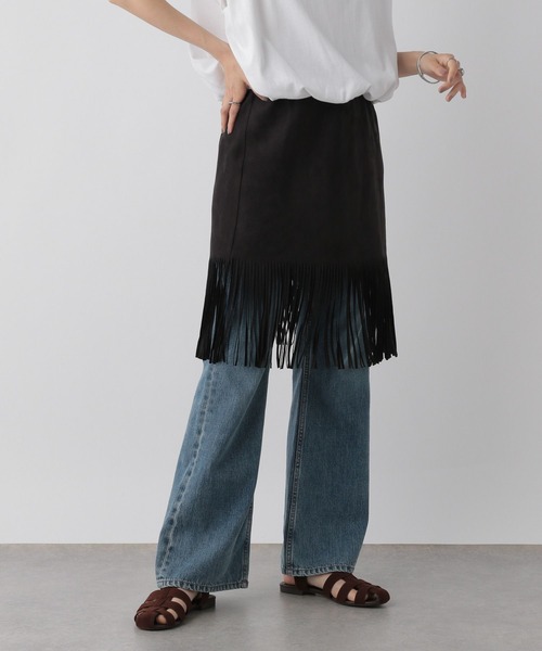 LOWRYS FARM（ローリーズファーム）の「スエードフリンジミニスカート  574900（スカート・レディース・ブラウン/ブラック・FREE）」の6枚目の写真