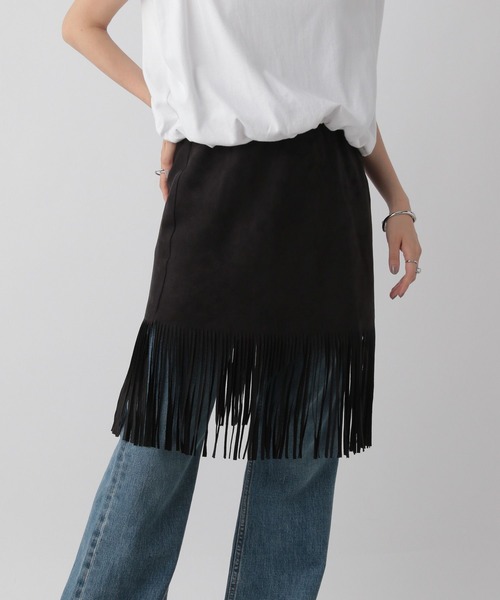 LOWRYS FARM（ローリーズファーム）の「スエードフリンジミニスカート  574900（スカート・レディース・ブラウン/ブラック・FREE）」の7枚目の写真