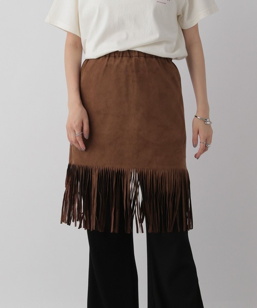 LOWRYS FARM（ローリーズファーム）の「スエードフリンジミニスカート  574900（スカート・レディース・ブラウン/ブラック・FREE）」の10枚目の写真