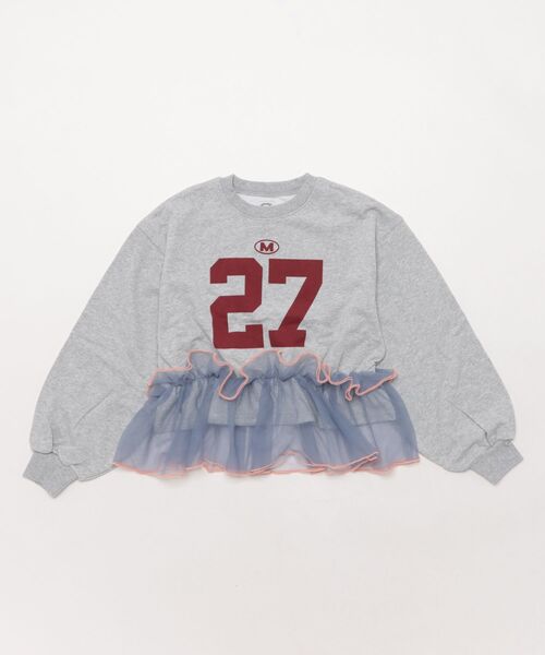 Ocean&Ground（オーシャン&グラウンド）の「Jr.ﾁｭｰﾙﾌﾘﾙﾅﾝﾊﾞﾘﾝｸﾞｽｳｪｯﾄ（スウェット・キッズ・ライトパープル/チャコール/グレー・160/150）」の2枚目の写真