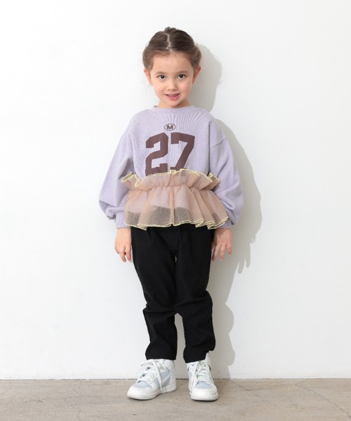 Ocean&Ground（オーシャン&グラウンド）の「Jr.ﾁｭｰﾙﾌﾘﾙﾅﾝﾊﾞﾘﾝｸﾞｽｳｪｯﾄ（スウェット・キッズ・ライトパープル/チャコール/グレー・160/150）」の13枚目の写真