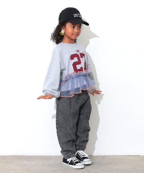 Ocean&Ground（オーシャン&グラウンド）の「Jr.ﾁｭｰﾙﾌﾘﾙﾅﾝﾊﾞﾘﾝｸﾞｽｳｪｯﾄ（スウェット・キッズ・ライトパープル/チャコール/グレー・160/150）」の18枚目の写真