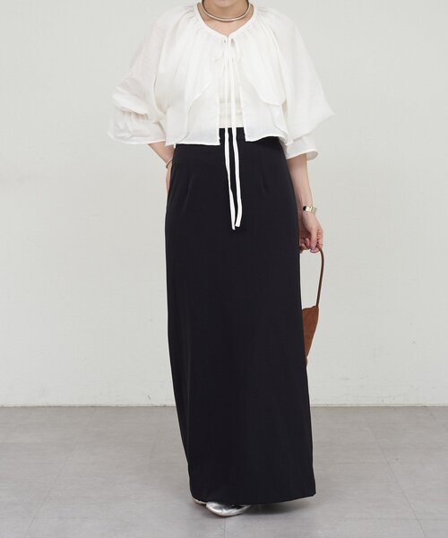 SHENERY（シーナリー）の「フリルボレロブラウス（シャツ/ブラウス・レディース・ブラック/オフホワイト・FREE）」の4枚目の写真