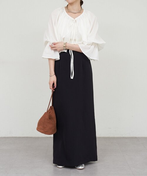 SHENERY（シーナリー）の「フリルボレロブラウス（シャツ/ブラウス・レディース・ブラック/オフホワイト・FREE）」の5枚目の写真