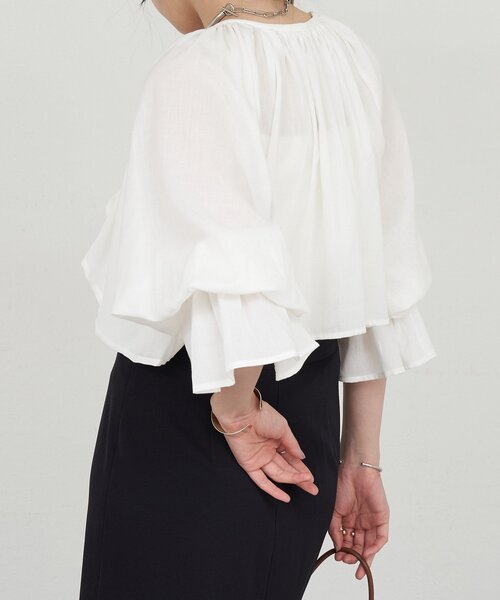 SHENERY（シーナリー）の「フリルボレロブラウス（シャツ/ブラウス・レディース・ブラック/オフホワイト・FREE）」の19枚目の写真