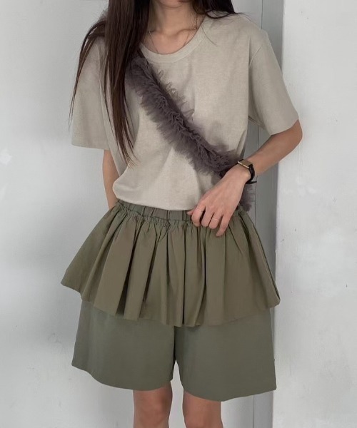 Per sist ence(パーシエンス)の「ナイロンギャザーフリルレイヤードハーフパンツ(その他パンツ・レディース・ホワイト/ブラック/カーキ・ONE SIZE)」の18枚目の写真