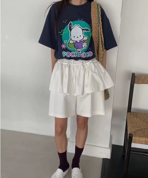 Per sist ence(パーシエンス)の「ナイロンギャザーフリルレイヤードハーフパンツ(その他パンツ・レディース・ホワイト/ブラック/カーキ・ONE SIZE)」の9枚目の写真