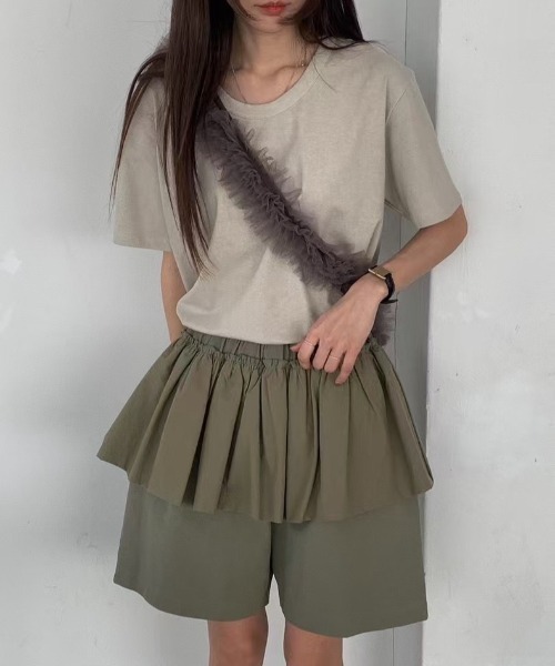 Per sist ence(パーシエンス)の「ナイロンギャザーフリルレイヤードハーフパンツ(その他パンツ・レディース・ホワイト/ブラック/カーキ・ONE SIZE)」の19枚目の写真