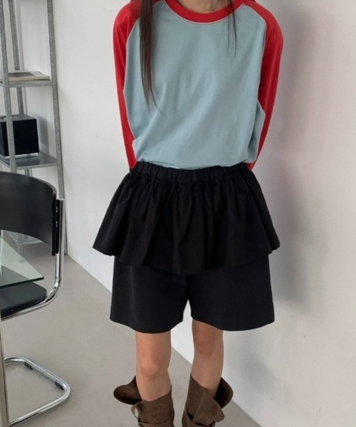 Per sist ence(パーシエンス)の「ナイロンギャザーフリルレイヤードハーフパンツ(その他パンツ・レディース・ホワイト/ブラック/カーキ・ONE SIZE)」の13枚目の写真